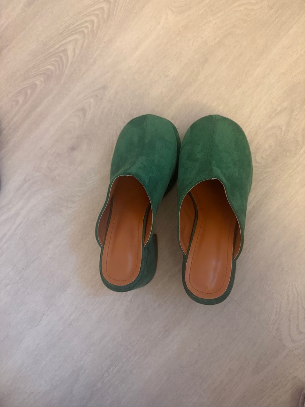 Green Suede Slip-On Women's Clog Mules - Picture 5 of 5